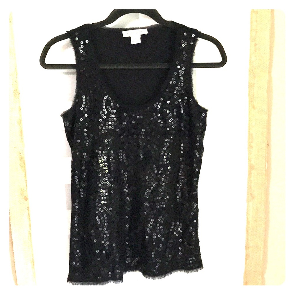 WHBM black sequined tank top